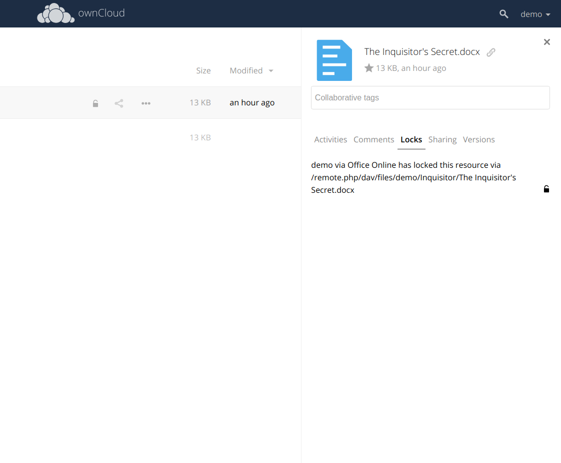 ownCloud Server Release Collaboration File Locking